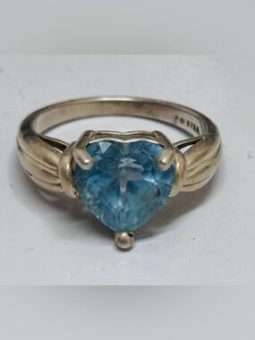 Heart Shaped Blue Topaz 9mm Sterling Silver .925 Ring